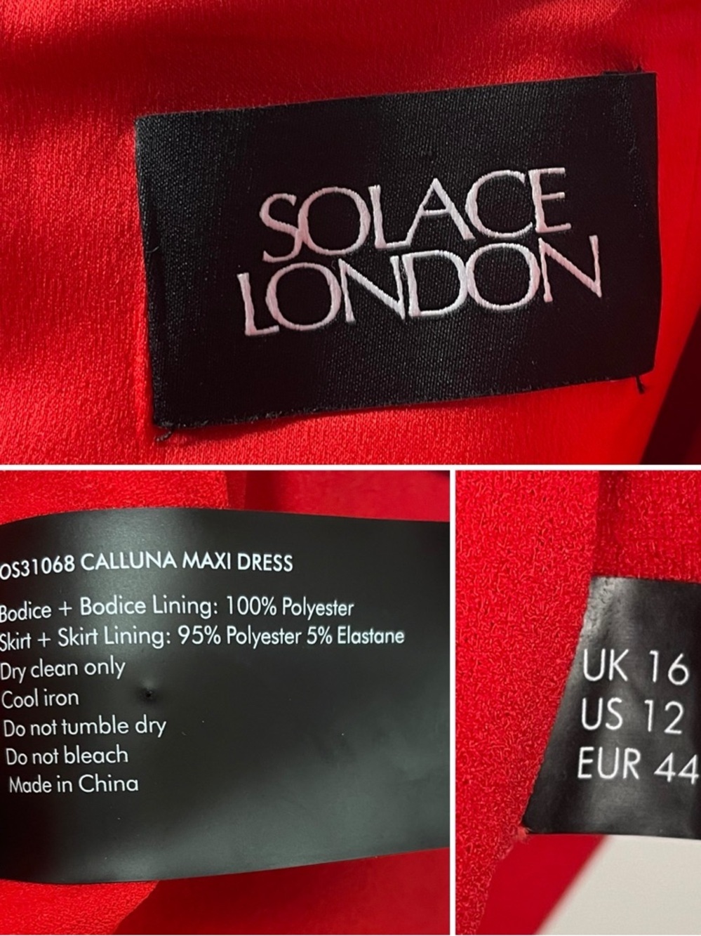 Solace London The Calluna Maxi Dress in Red Size 12 US Red - Picture 8 of 16
